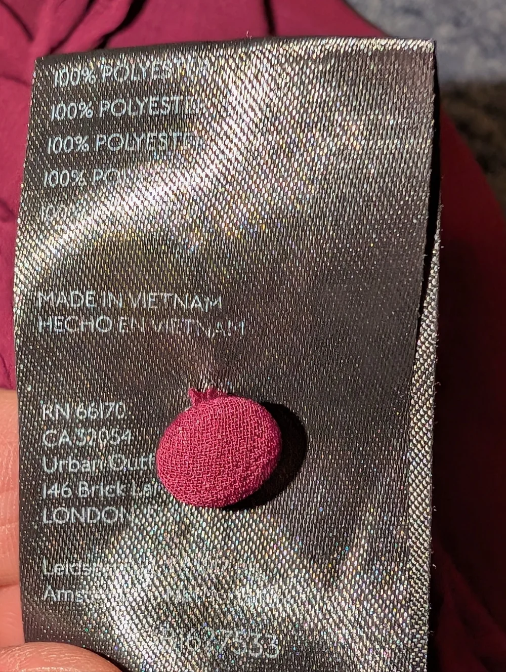 Anthropologie Raspberry Ruffled V-Neck Blouse - Picture 3 of 6